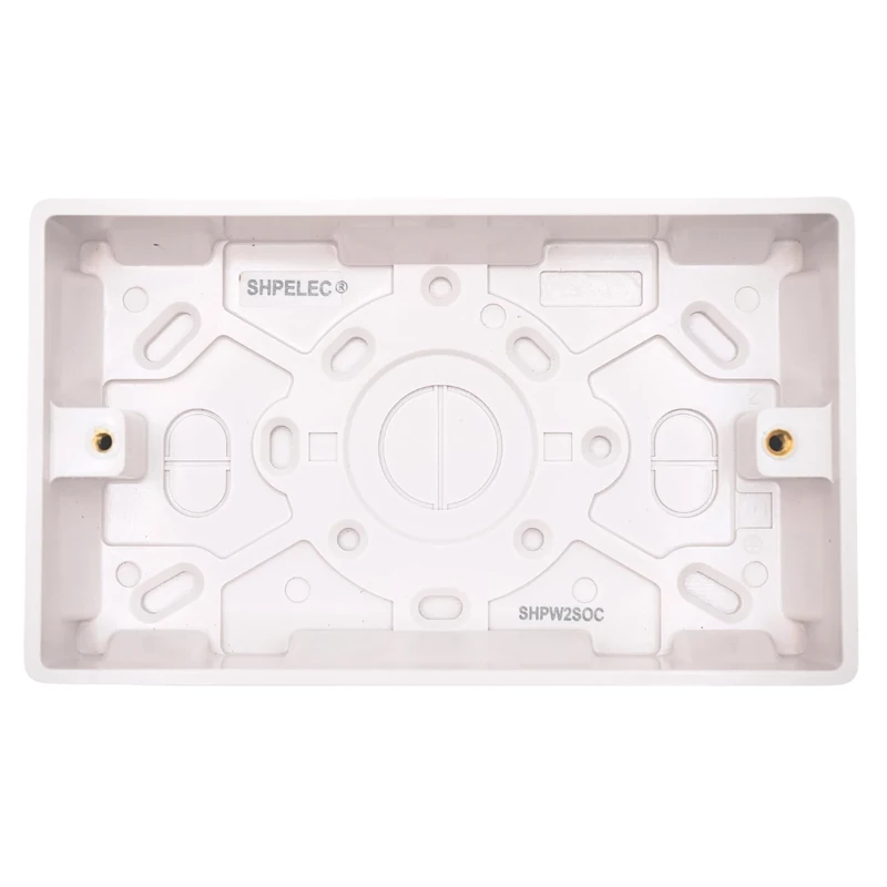 SHPELEC ® Premium Curved Edge White Electrical Sockets Range - Convenient and Versatile Power Solution (2 Gang Pattress Box, 5 Pack)
