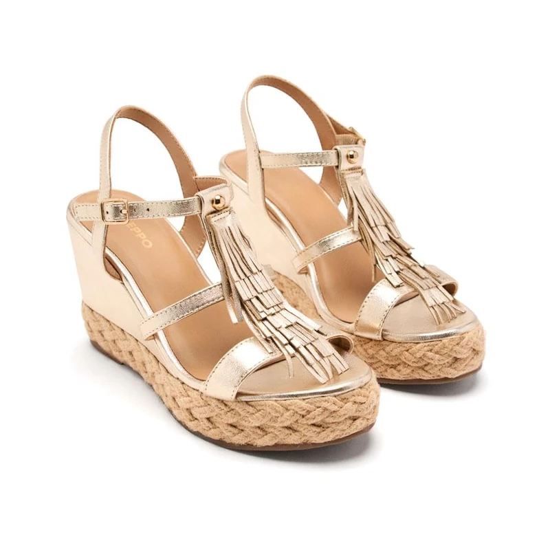 GIOSEPPO Women's Elderon Cage Espadrille Sandal, Gold, 4 UK