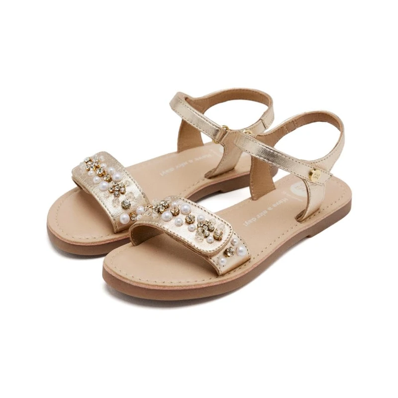 GIOSEPPO Girls Bridgton Flat Sandal, Platinum, 4 UK
