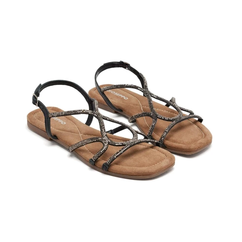 GIOSEPPO Leather Sandals PEDRERÍA GILMANTON, Black/White, 4 UK