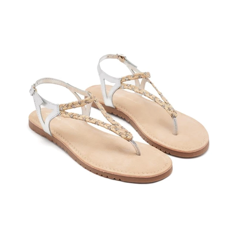 GIOSEPPO GREEK Sandals Leather, Raffia And Shine LIMINGTON, beige, 5 UK