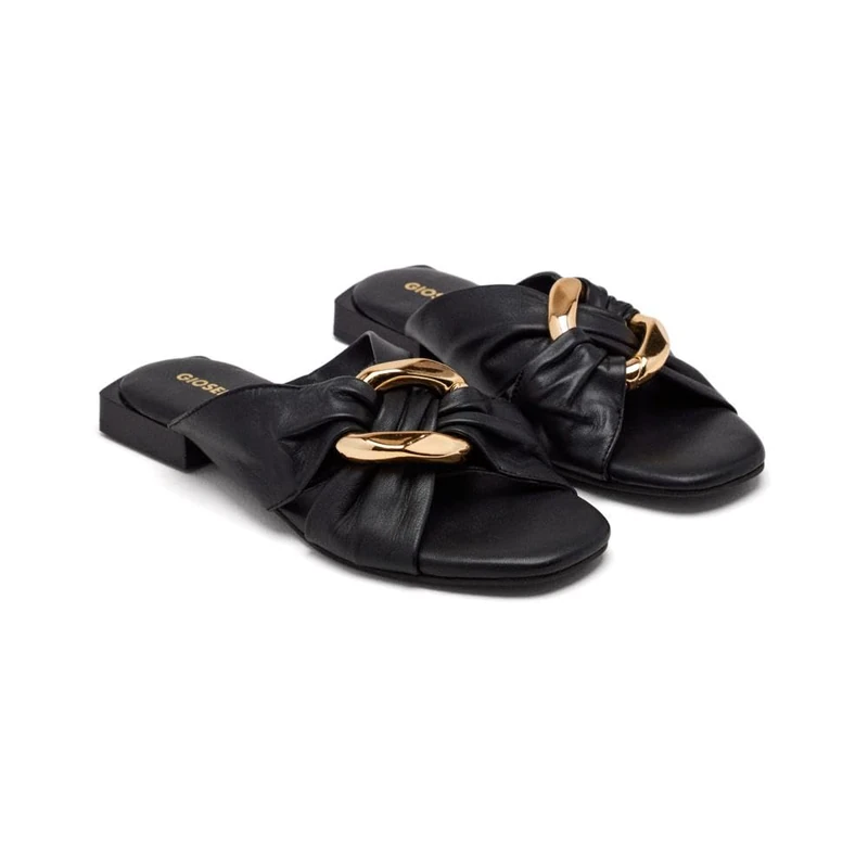 GIOSEPPO KILLINGLY Jewel Leather Sandals, Black/White, 8.5 UK