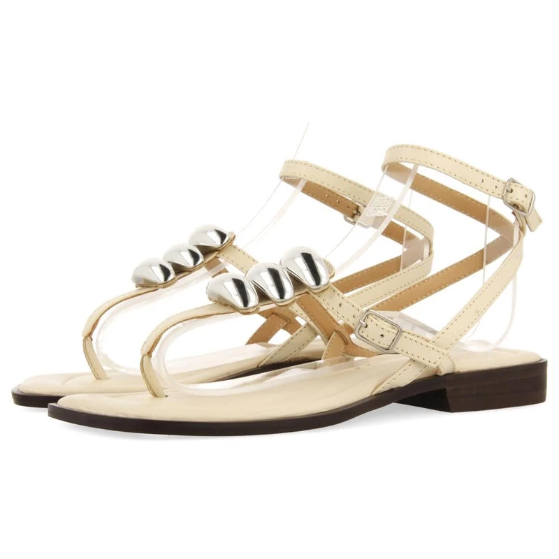 GIOSEPPO GREEK Sandals Leather Jewelry RESEBURG, ivory white, 8 UK - Image 1
