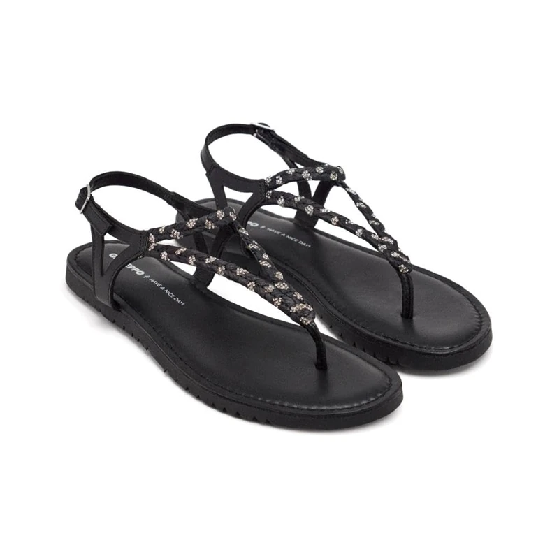 GIOSEPPO LIMINGTON, Women's Flat Sandals, Black, 41 EU, Black/White, 8.5 UK