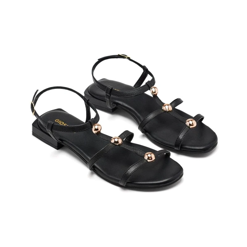 GIOSEPPO Women's Stinnett Flat Sandal, Black/White, 7.5 UK