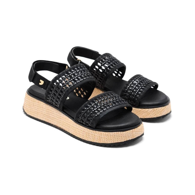 GIOSEPPO Women's Cloverland Wedge Sandal, Black/White, 7.5 UK