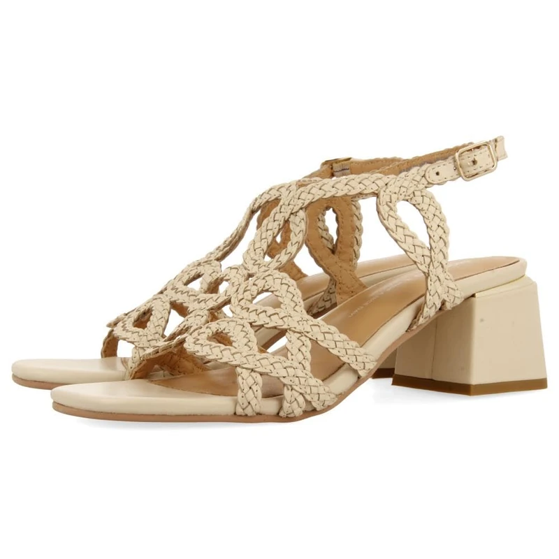 GIOSEPPO Crescent Braided Leather Sandals, ivory white, 8.5 UK