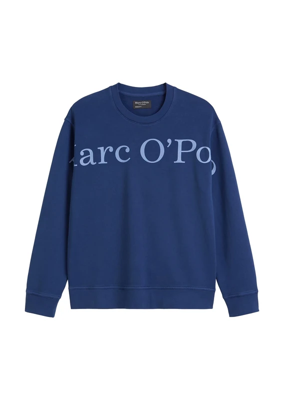 Marc OߴPolo Men's Organic Cotton Sweatshirt with Round Neck, Blue (Iris Ink), M