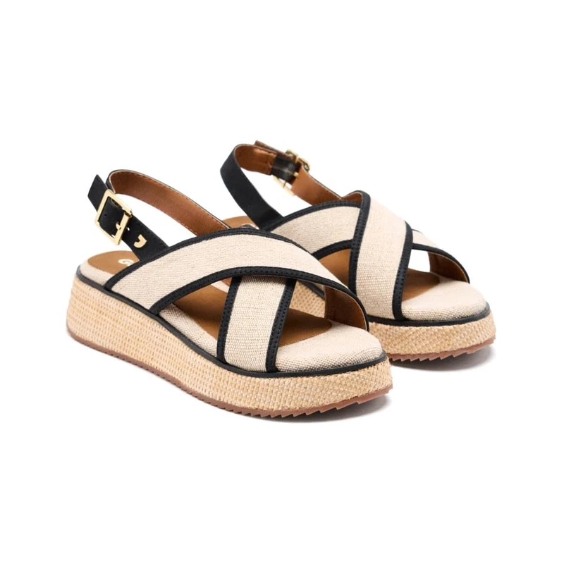 GIOSEPPO Women's Lynne Wedge Sandal, Black/White, 3.5 UK - Image 1