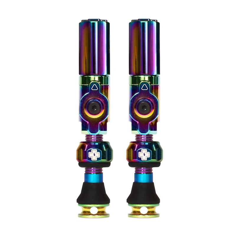 Muc-Off Big Bore Hybrid Tubeless Valves - Maximum Air Flow CNC Aluminium Valve System - Coreless Design for Presta Rims - Fast Inflation and Sealant Fill - Iridescent, 30mm