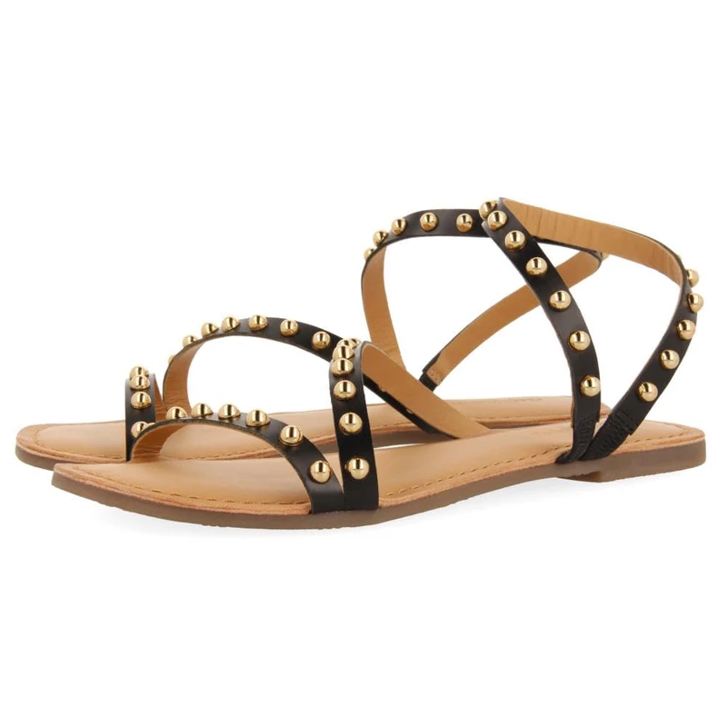 GIOSEPPO Leather Sandals TACHAS NECEDAH, Black/White, 8.5 UK