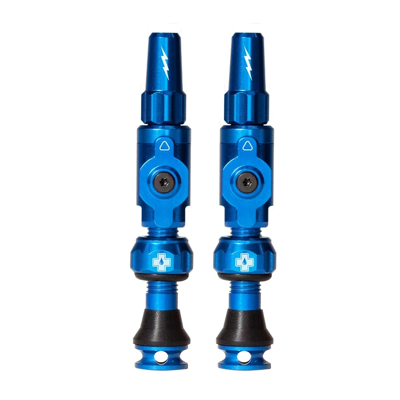 Muc-Off Big Bore Lite Tubeless Valves - Coreless High-Flow Presta Valve System - CNC Aluminium, Max Airflow and Fast Inflation - Blue, 35mm