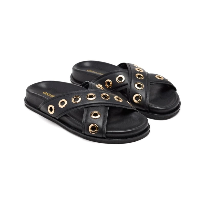 GIOSEPPO HILES, Women's Flat Sandals, Black, 41 EU, Black/White, 8.5 UK