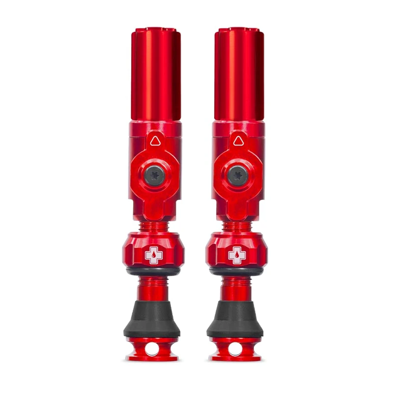 Muc-Off Big Bore Hybrid Tubeless Valves - Maximum Air Flow CNC Aluminium Valve System - Coreless Design for Presta Rims - Fast Inflation and Sealant Fill - Red, 45mm