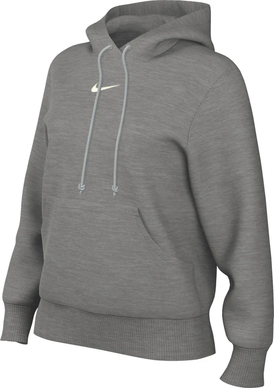 NIKE HF6839-063 W NSW PHNX FLC STD PO HOODIE Sweatshirt Women's DK GREY HEATHER/SAIL Size L