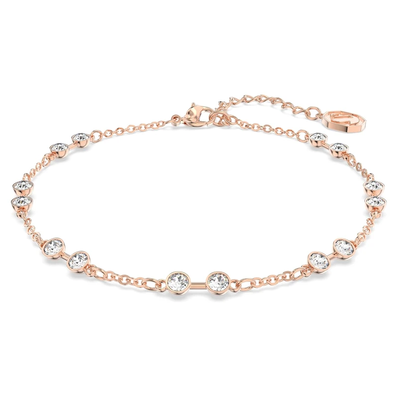 Swarovski Remix Collection strand, Round cut, White, Rose gold-tone plated