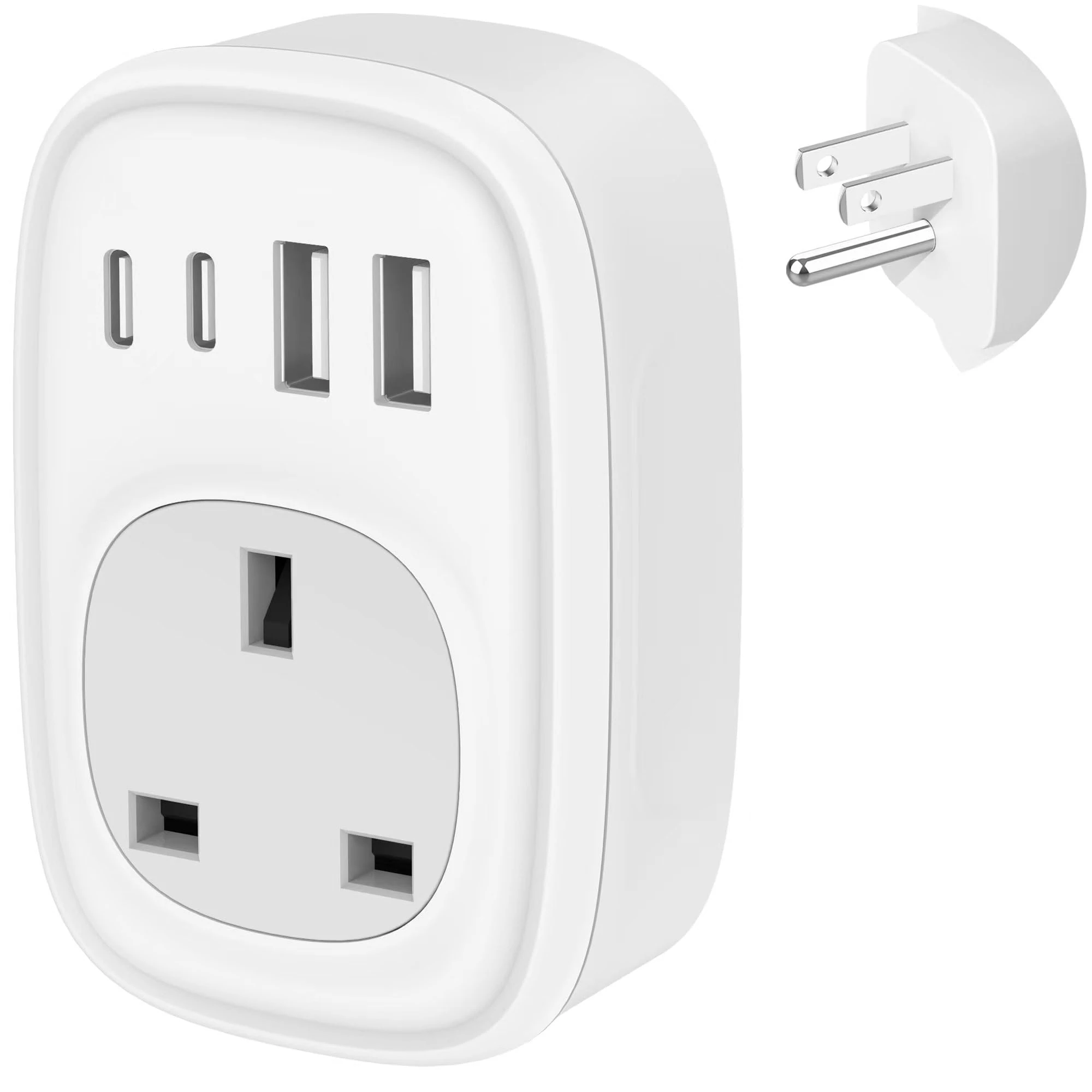 UK to US Plug Adaptor - UK to US Plug Adapter 40W USA Travel Adapter for American Canada Thailand Mexico Colombia 4 in 1 USBC Fast Charger with USB C Port for Phone Pad (Type B) Tusreda