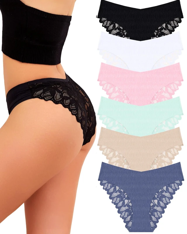 READY TO LOVE Seamless Knickers for Women Lace Underwear Brazilian Knickers for Women Multipack Sexy Ladies Panties Seamless Womens Pants Multipack Pack of 6