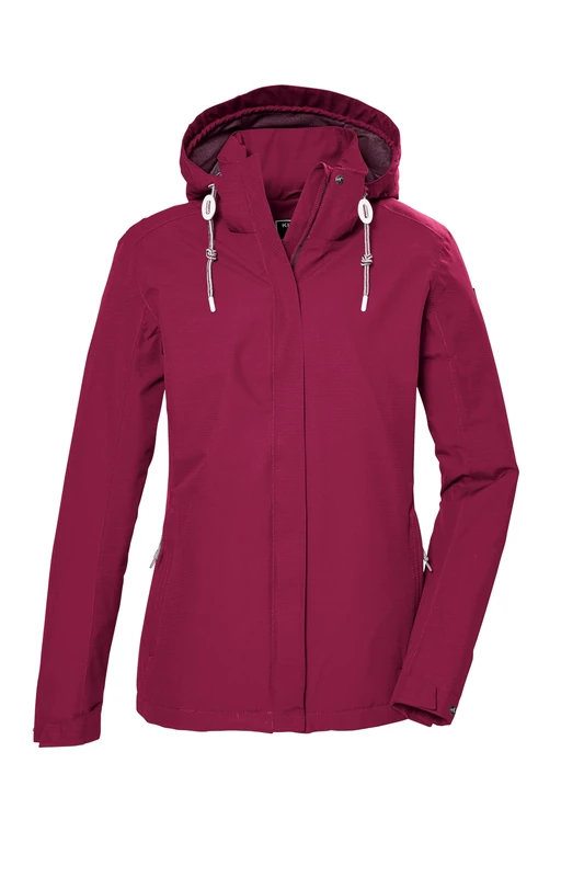 Killtec Women's Kos 61 Wmn Jckt Functional Waterproof Outdoor Jacket with Zip-Off Hood, Beaujolais, 44 (EU)