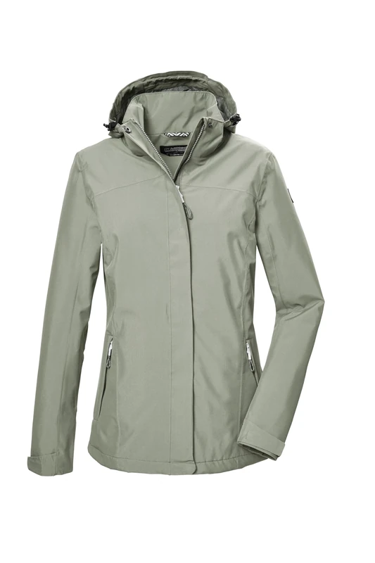 Killtec Women's Kos 26 Wmn Jckt Functional rain Jacket with Zip-Off Hood, Light Sage, 44 (EU)