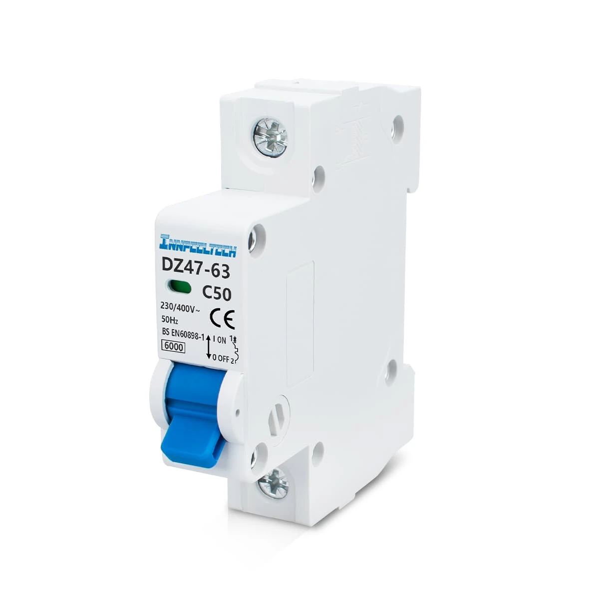 Innfeeltech 1 Pcs 50 Amp Current 230V Miniature Circuit Breakers MCB Single Pole Type B for DIN Rail Mounting