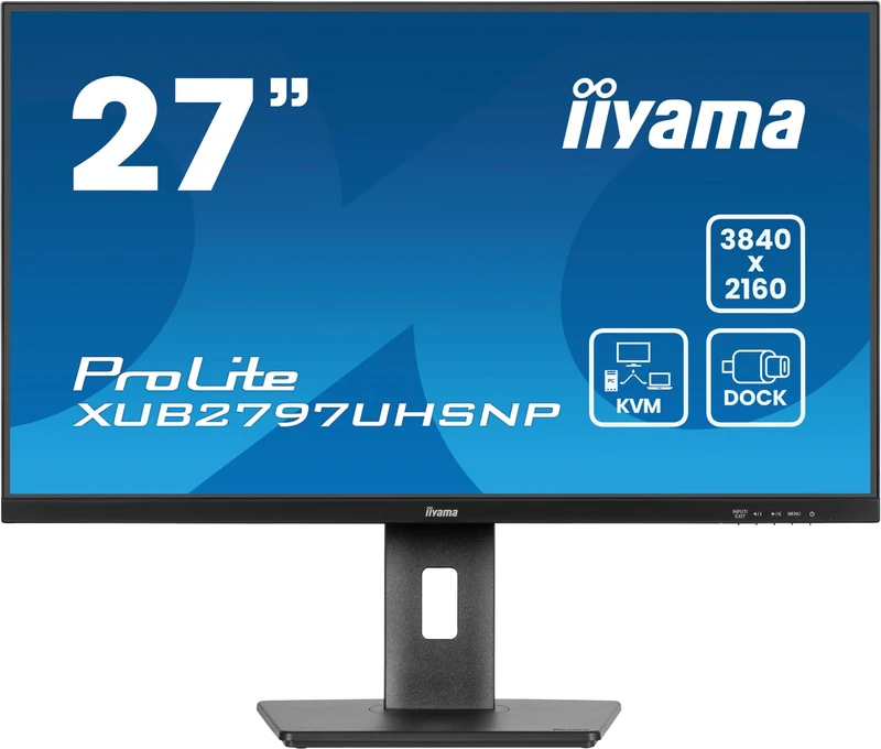 iiyama XUB2797UHSNP-B1 27 inch IPS USB-C Dock Display 96W Charging, 4ms, 3840x2160, RJ45/HDMI/DP, 1 x DP-OUT(MST), 4 x USB Hub, KVM, Height Adjustable Stand, 5 Yr Warranty