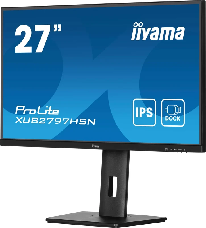 iiyama XUB2797HSN-B2 27 inch IPS USB-C Dock Display 65W Charging, 4ms, Full HD 1920x1080, RJ45/HDMI/DP, 1 x DP-OUT(MST), 4 x USB Hub, Height Adjustable Stand, TUV-GS, 5 Yr Warranty
