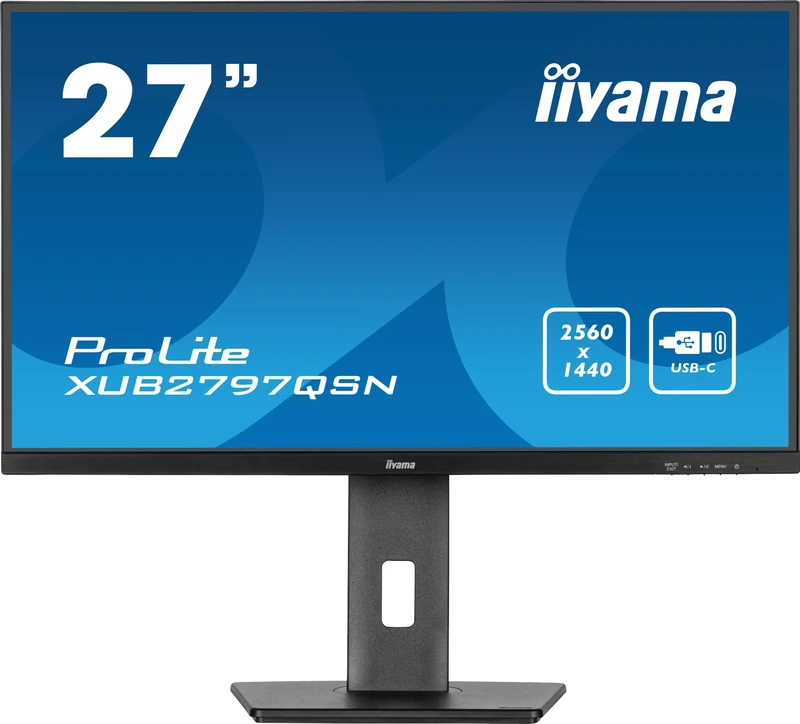 iiyama XUB2797QSN-B2 27 inch IPS USB-C Dock Display 65W Charging, 1ms, 2560x1440, RJ45/HDMI/DP, 1 x DP-OUT(MST), 4 x USB Hub, Height Adjustable Stand, TUV-GS, 5 Yr Warranty