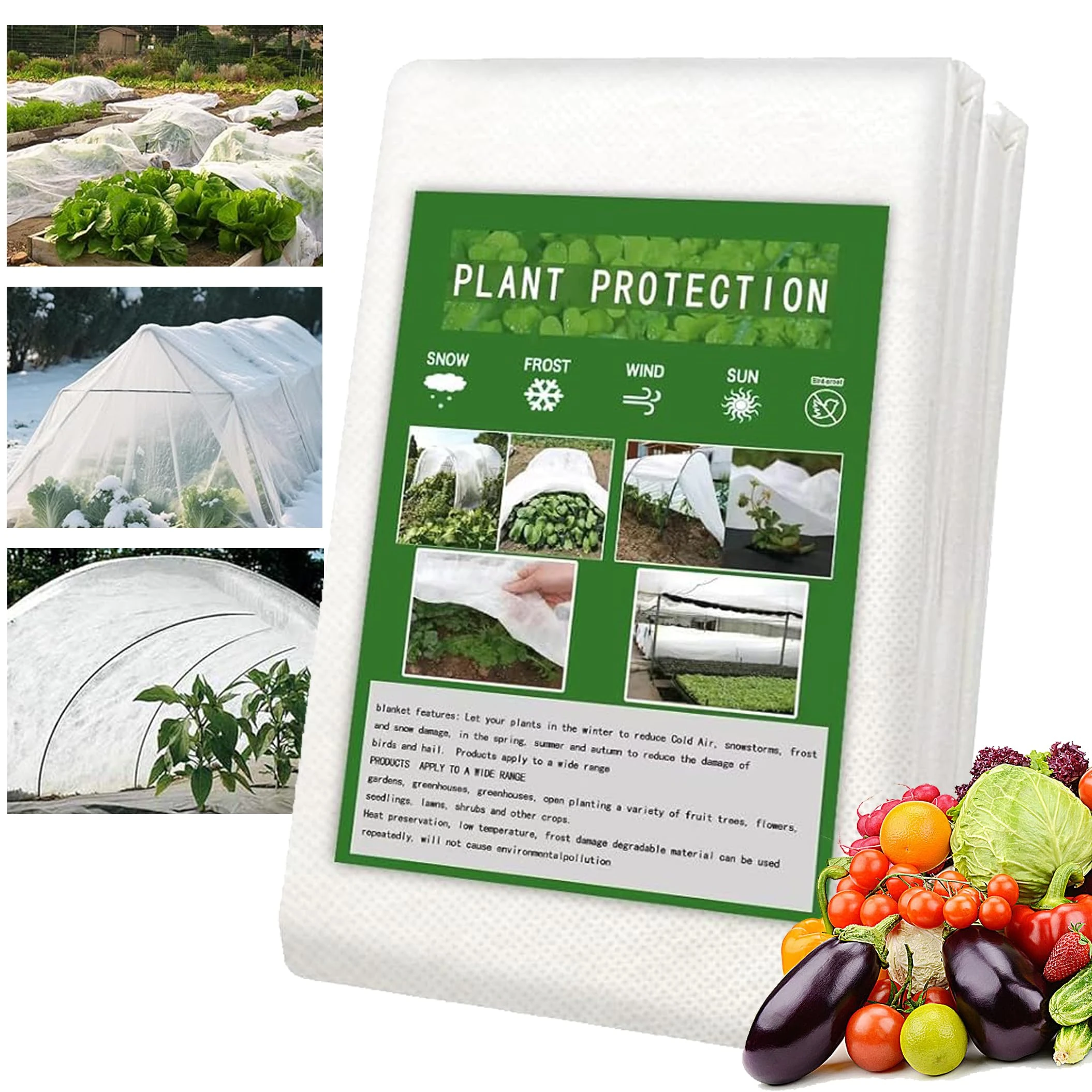 Lepat Garden Plant Fleece Frost Protection 35gsm, 2m x 5m Antifreeze Cloth Winter Plant Protection Fabric, Non-Woven Fabric Cover Frost Protection, Anti-UV, Tear Resistant for Plants,vegetable