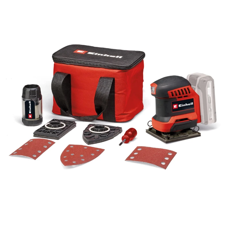 Einhell Power X-Change Cordless Multi Sander - 18V Orbital Sander with 3 Replaceable Sanding Plates - TE-OS 18/133 3X Li Oscillating Palm Sander for Wood with Storage Bag (Battery Not Included)