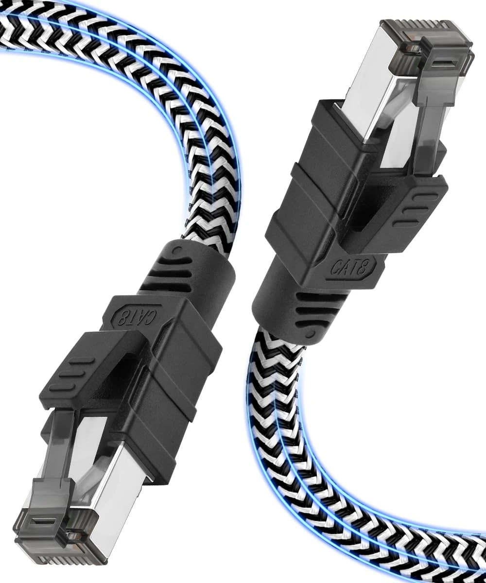 Ethernet Cable, Cat 8 Internet cable,20M Nylon Weaving Lan Cable,40Gbps 2000MHz High Speed Network Cable,S/FTP Copper Wires Shielded and Nickel Plated Rj45 Connector for Ps5/Laptop/Router/Game/Modem