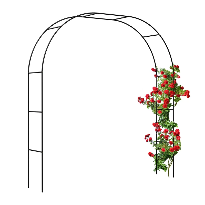 Relaxdays Rose Arch, Metal, Archway Garden, H: 250 cm, 2 widths: 235 or 180 cm, Climbing Support for Plants, Black