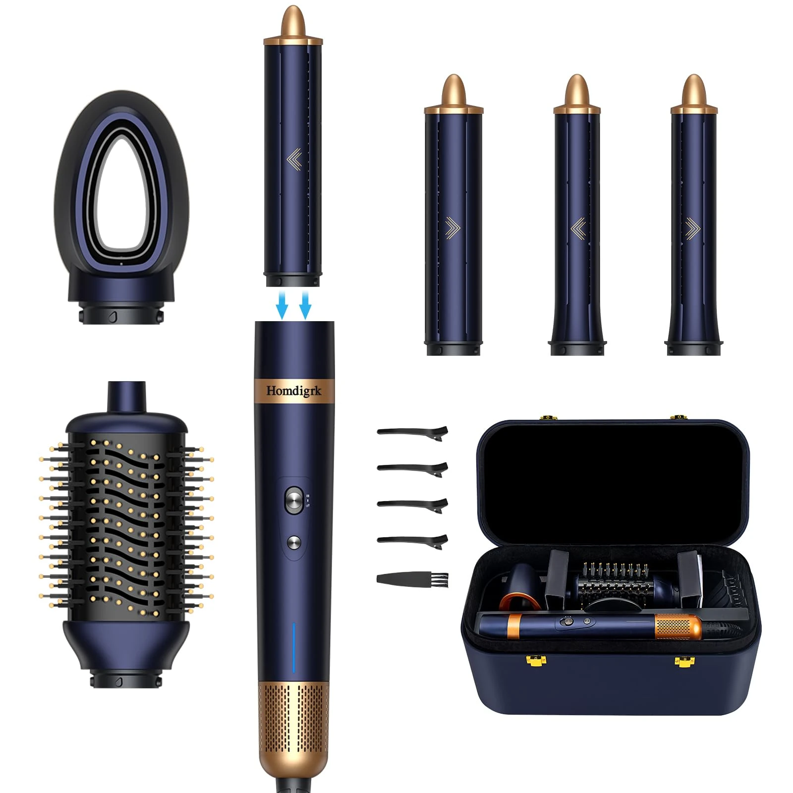 6-in-1 Airstyler, Hairstyler with Auto-Wrap Curling Iron and Blow-Dry Brush, Ionic Hairdryer for Styling, Volumizing, Curling, and Straightening, No Heat Damage | with Travel Case for Travel and Home
