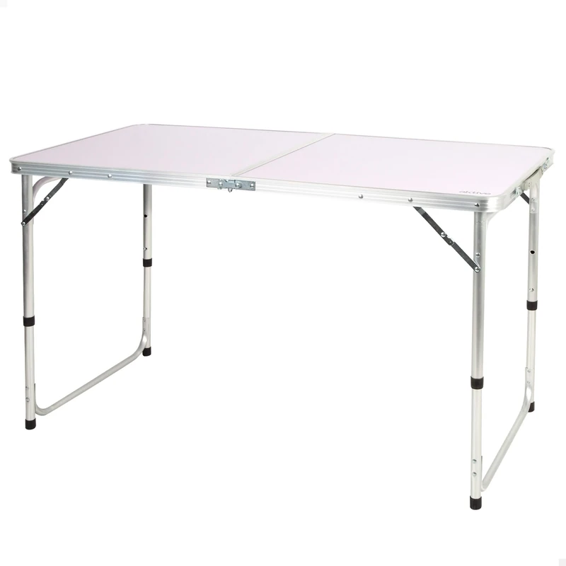 AKTIVE Folding Table, Mauve, 120 x 60 x 54/60/70 cm, Height Adjustable, Non-Slip Stops, Supports 30 kg, Safety Closure, Hand Carry Handle, Camping Tables, Beach, Garden (63088) - Image 1