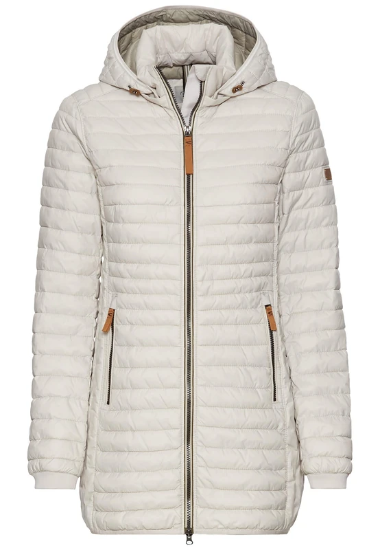 camel active Women's Recycled Polyamide Quilted Jacket, pearl white, 8