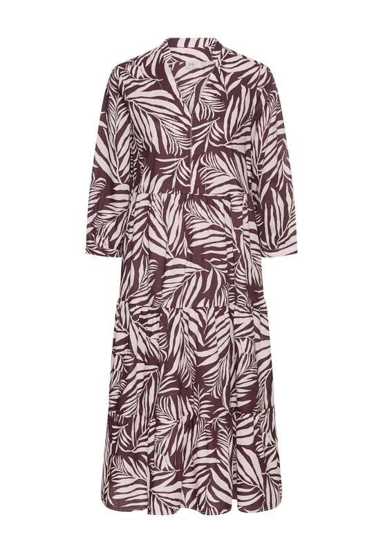 camel active Women's Mid-Length Summer Dress with All-Over Print, Purple, M