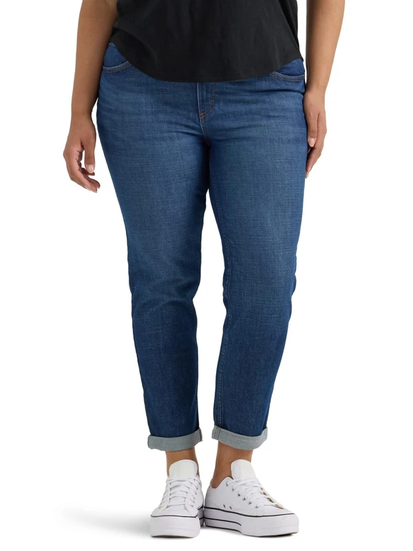 Lee Women's Plus Size Legendary Mid Rise '90s Taper Jean, Dark Stream, 22