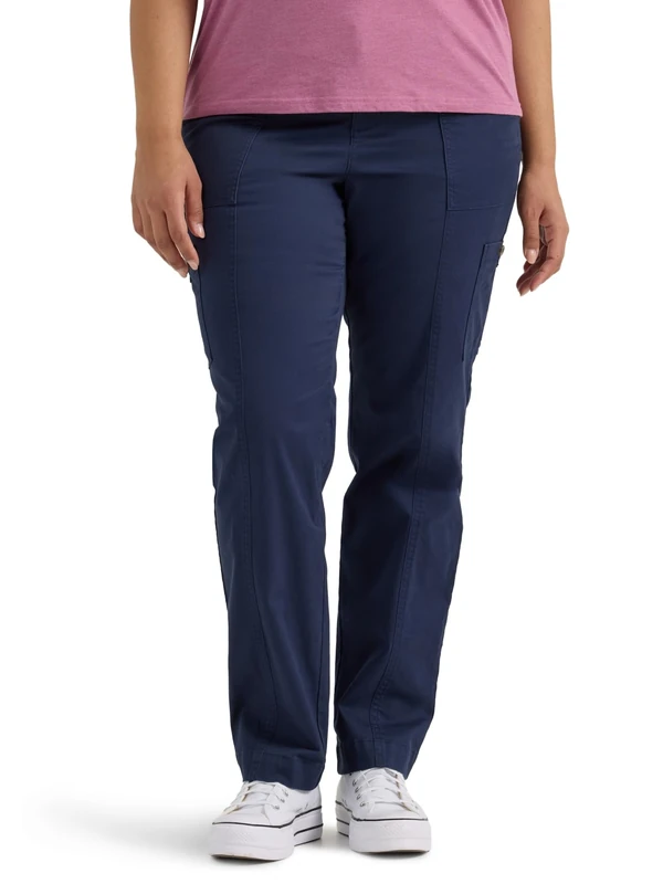 Lee Women's Plus Size Ultra Lux Comfort with Flex-to-go Utility Pant Trouser, Indigo (Mood Indigo), 20