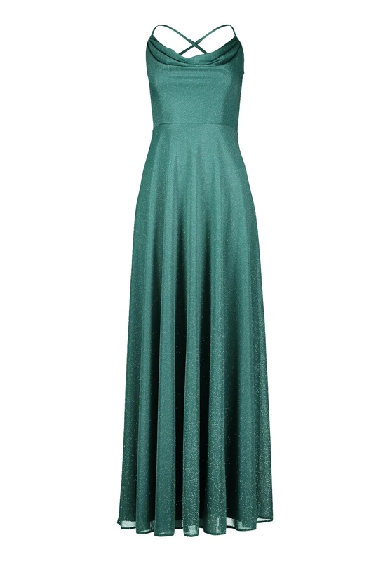 Vera Mont Women's Cowl Neck Evening Dress, Green/Silver, 8