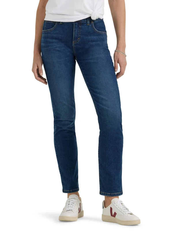 Lee Women's Ultra Lux Comfort with Flex Motion Slim Straight Jean with Ever Fit, Dark Dream, 12 Short