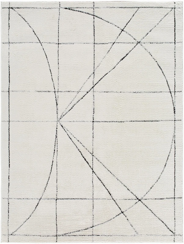 Livabliss x Galey Alix Shaggy Rug - Modern Runner Rugs Living Room, Hallway 80x220 cm, Soft Shaggy Rugs for Bedroom - Neutral Boho Fluffy Rug, Easy Care Plush Thick Pile - Ivory, Black