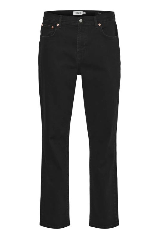 !Solid SDMONTY Ryan Men's Jeans Trousers Denim Jeans with Belt Loops Pockets Label Details Lightweight Elastic Cotton Blend Regular Fit, Black Denim (700035)., 33 W/32 L
