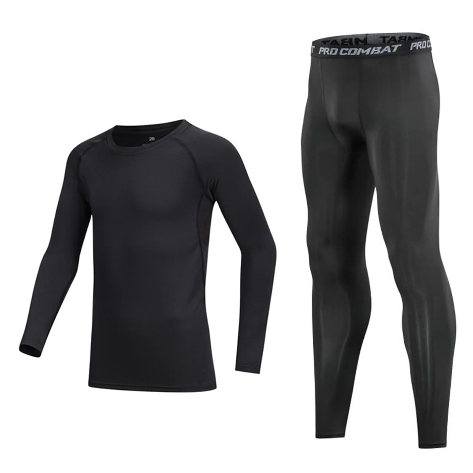 Adixun Kids Base Layer Set Boys Football Skin Children Thermal Compression Underwear Gym Sport Athletic Baselayers Sets(Black,4-5 Years)