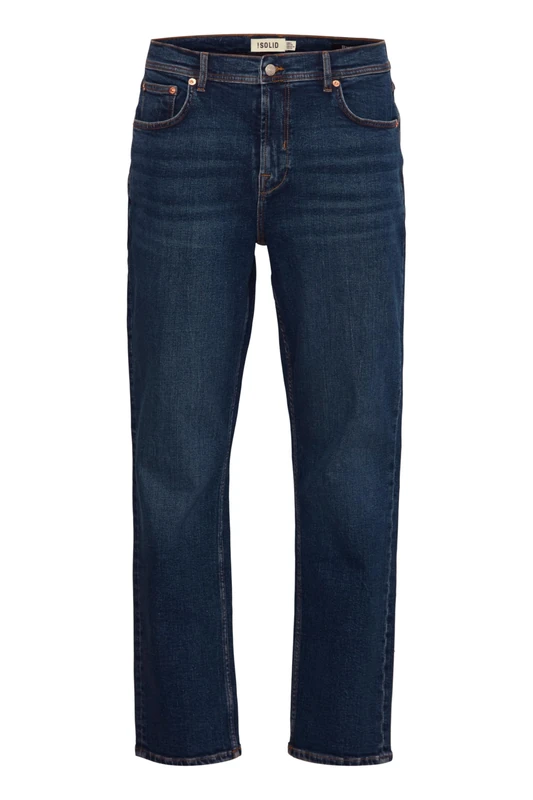 !Solid SDMONTE Ryan Men's Jeans Trousers Denim Jeans with Belt Loops Pockets Label Details Lightweight Elastic Cotton Blend Regular Fit, Dark Blue Denim (700031)., 34 W/34 L - Image 1