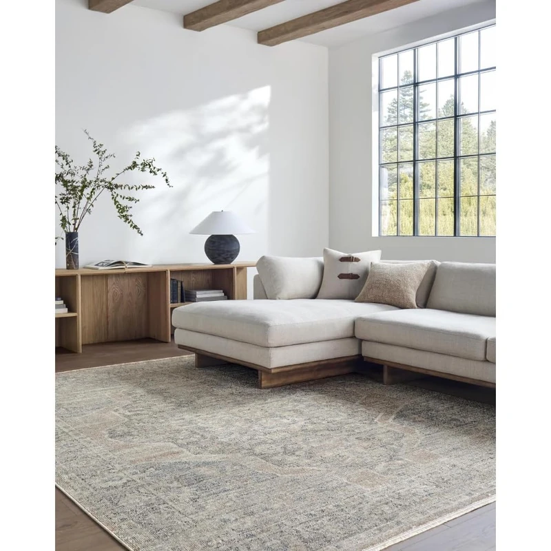 Livabliss Maria Elena IV Traditional Vintage Area Rug, 194 x 275 cm, Oatmeal & Dark Brown, 100% Polyester Medium Pile, Recycled Cotton Backing, Machine Woven Indoor Entryway Accent Carpet - Image 1