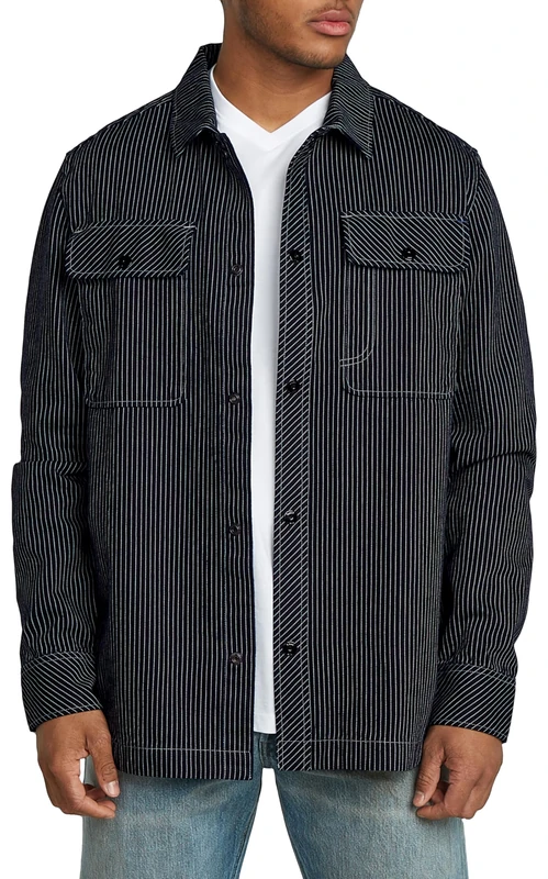 G-Star Men's GPO Overshirt, Multicolour (rinsed pinstripe D25388-D911-H172), XXL