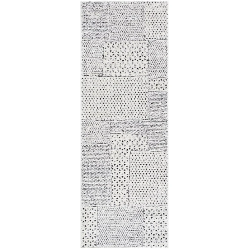 Livabliss x Galey Alix Shaggy Rug - Modern Runner Rugs Living Room, Hallway 80x220 cm, Soft Shaggy Rugs for Bedroom - Neutral Boho Fluffy Rug, Easy Care Plush Thick Pile - Ivory, Black - Image 1