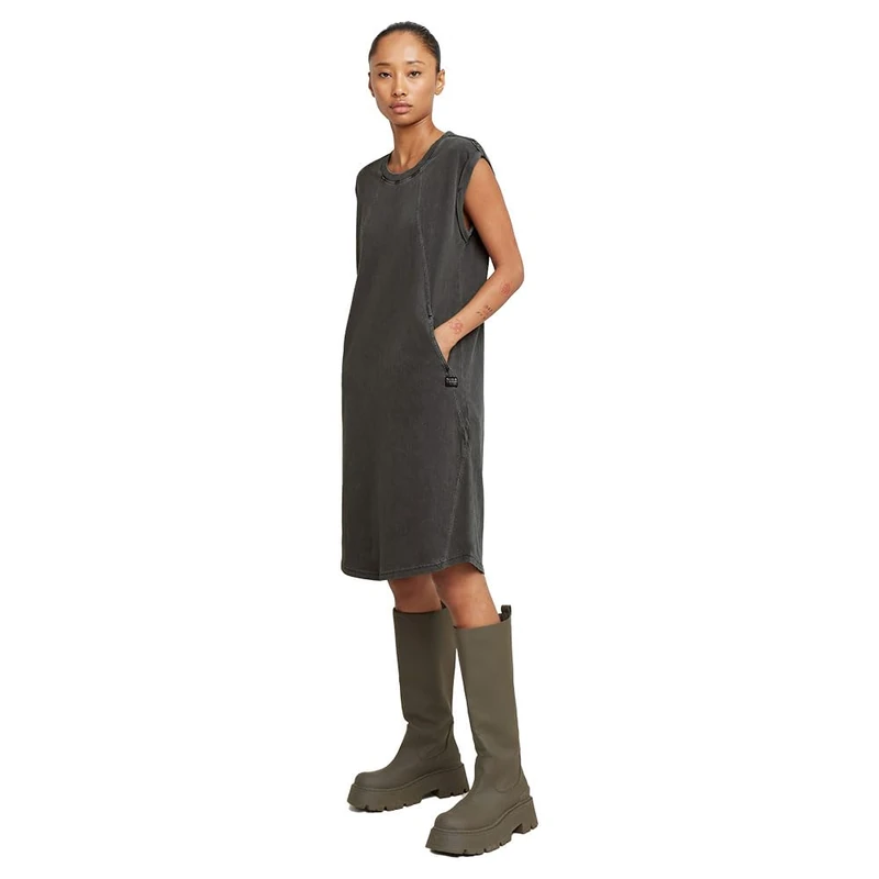 G-Star Women's Seam Detail Overdyed Loose Dress , Black (dk black gd D26081-C756-B564), S