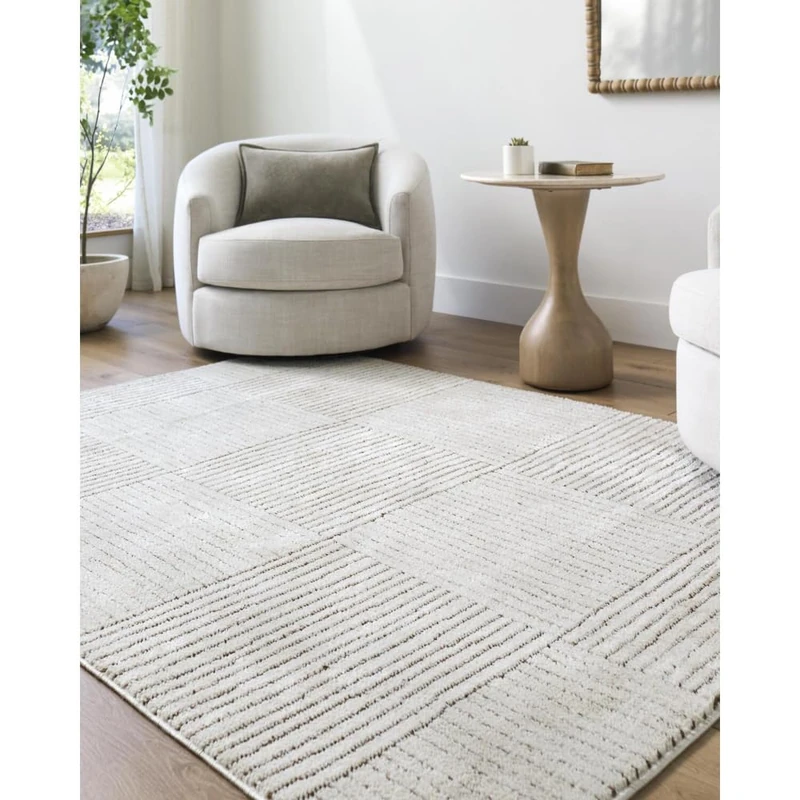 Livabliss x Galey Alix Shaggy Rug - Modern Runner Rugs Living Room, Hallway 80x220 cm, Soft Shaggy Rugs for Bedroom - Neutral Boho Fluffy Rug, Easy Care Plush Thick Pile - Ivory, Dark Brown