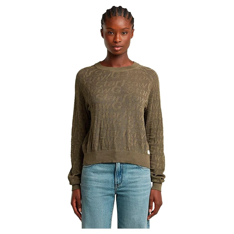 G-Star Women's Pointelle Lightweight Knitted Sweater, Green (ensis green D26059-D166-6057), M